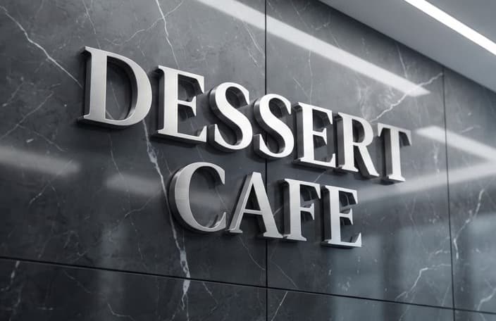 Dessert Cafe · 스테인리스 입체 문자 간판 시안