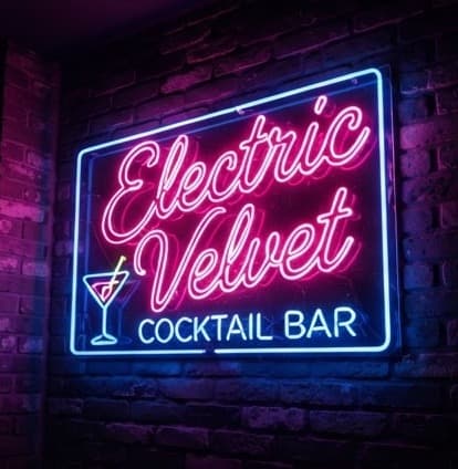 Electric Velvet · 칵테일 바 네온 간판 시안
